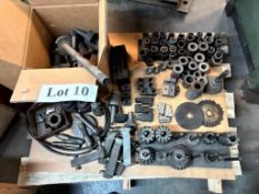 ASSORTED CHUCKS, LATHE PARTS & JAWS, KEYWAY CUTTING BLADES, SPACERS & PARTS FOR MILL