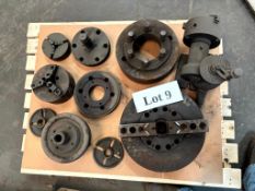 ASSORTED LATHE CHUCK AND PARTS