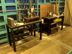 STEEL TOOL STORAGE RACKS WITH CONTENTS 50T TOOLING, BORING BARS, SPADE BITS