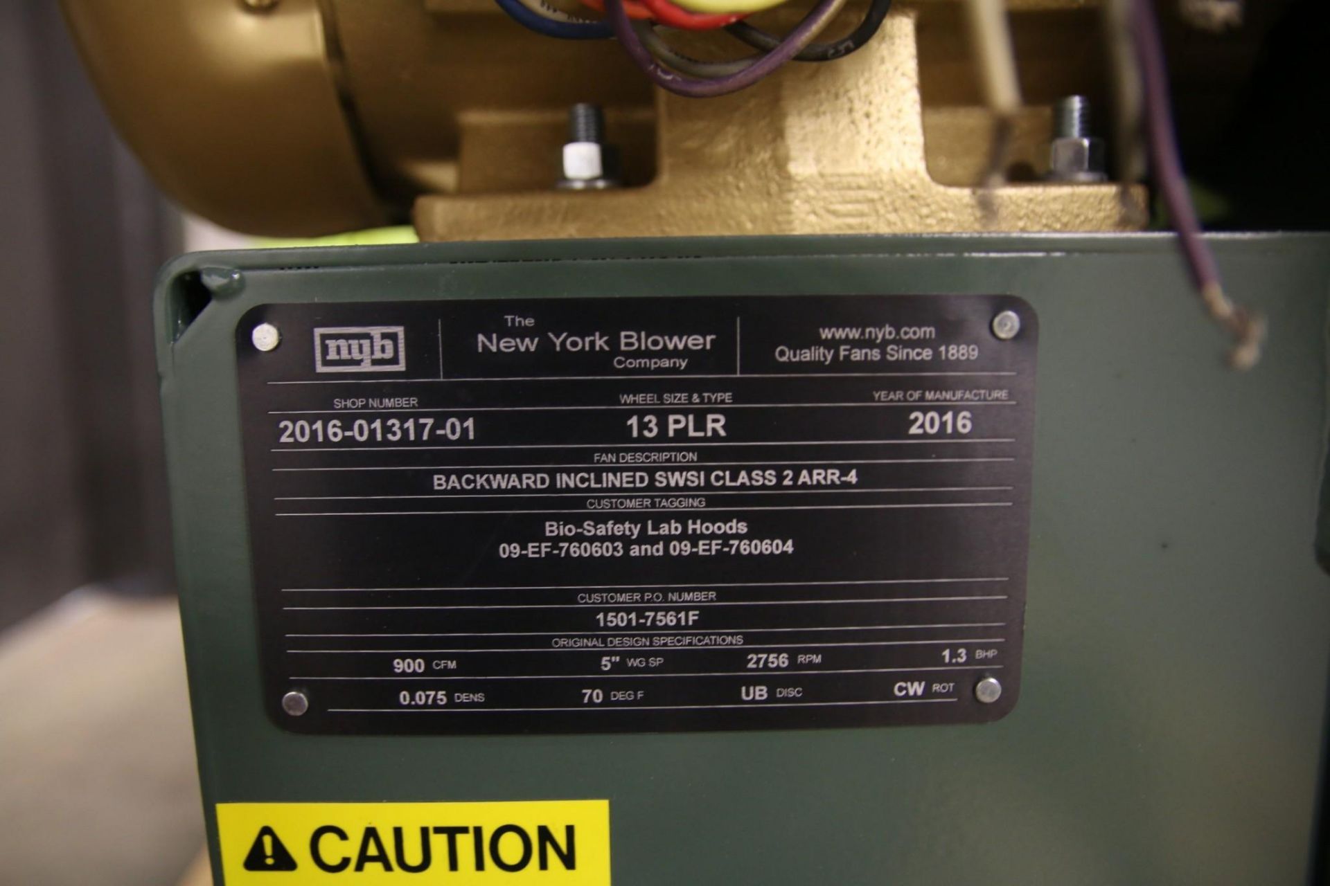 NEW YORK BLOWER SWSI CLASS 2 ARR4 BACKWARD INCLINED BLOWER - Image 5 of 5