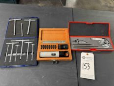 TELESCOPING GAGES, PEAK POCKET COMPARATOR SET, AND BEVEL PROTRACTOR