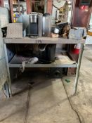 ASSORTED TABLES, CHAIRS, AND WORKBENCHES, SEE ALL PHOTOS, NO CONTENTS