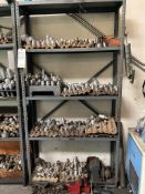 5 SHELF SHOP RACK FULL OF MISC. TOOLING AND COLLETS ETC. ALL TOOLING AND CONTENTS INCLUDED