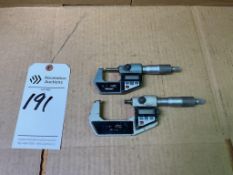 2 MITUTOYO DIGITAL OUTSIDE MICROMETERS, 0.00005, 0-1