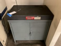 PRECISION GRANITE SURFACE PLATE ON METAL CABINET STAND. 3'X2'X4'
