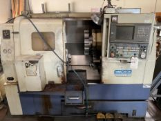 1998 HWACHEON HI-ECO 21HSCP CNC LATHE W/ CNC ENHANCEMENTS AUTOBAR 400 BAR FEED