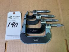 SET OF 4 MITUTOYO OUTSIDE MICROMETERS, 0.0001