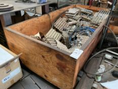 LARGE SHIPPING CHEST FULL OF MISC METAL SCRAP AND MATERIAL, ALL CONTENTS INCLUDED