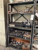 5 SHELF SHOP RACK FULL OF MISC. TOOLING AND COLLETS ETC. ALL TOOLING AND CONTENTS INCLUDED