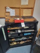 QC TOOL CABINET WITH MEASUREMENT EQUIPMENT, PLUG AND PIN GAGES, MORE
