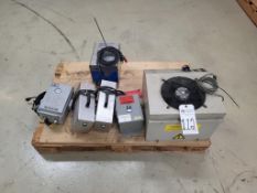 ASSORTED CONTROL BOXES, BATTERY CHARGER AND FUME BOX