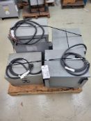 (4) TRANSFORMERS, ASSORTED KVA AND (1) GE INDUSTRIAL CIRCUIT BREAKER