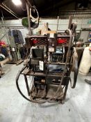 MILLER XMT 304 CC/CV DC INVERTER ARC WELDER, MILLER 80 SERIES WIRE FEEDER AND WELDING CART