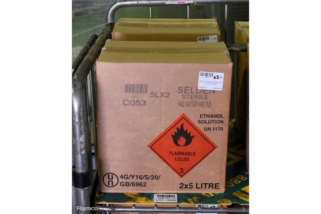2x Boxes of Selden Sterile C053 hand sanitiser - 2x 5L bottles per box - Image 3 of 3
