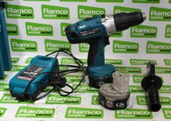 Makita MXT 8434D cordless drill, charger, 2x batteries and case