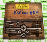 Tap and die set in wooden case - BROKEN HASPS