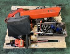 Tools & garden equipment - Flymo leaf shredder, Flymo petrol hedge trimmer & more - details in desc.