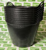 10x Gorilla black plastic flexible tubs