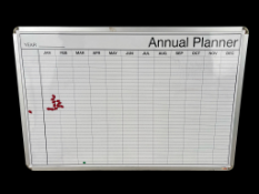 Annual planner white board 90cm length 60cm height.