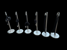 6x stainless steel stanchion rope & post set with black accompanying detachable rope.