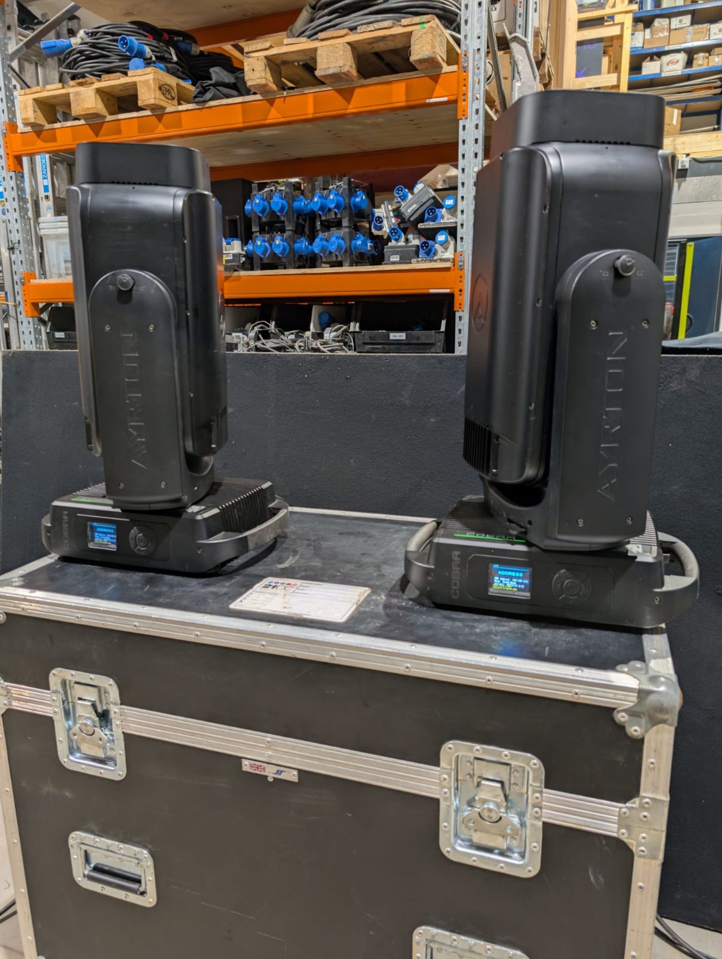 Set of 2x Ayrton Cobra IP65 laser source moving light in flightcase with 16A to True1 & clamps - Image 3 of 5
