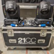 Set of 2x Clay Paky Sharpy moving light including flightcase with 16A/Powercon cable