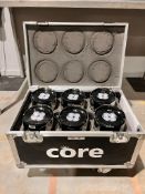 Set of 6x Core Colourpoint MKII LED IP uplighter in charging flightcase. Full working order