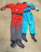 2x Palm drysuits - red and blue - see description for details