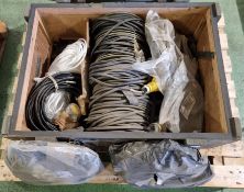 Field 16 AMP lighting cable set in a wooden carry case - L 850 x W 650 x H 380mm