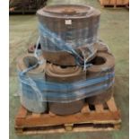 10x reels of conveyor belting - mixed lengths - approx thickness: 5mm