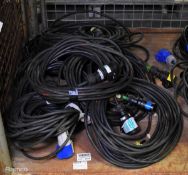 9x 16 Amp mains cables - approx. 15 metres