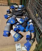 13x 32 Amp socket adaptor to 16 Amp plug - mixed lengths