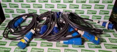 5x 32 Amp single phase extension leads - 5 meters