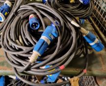 5x 10 meter 32 Amp single phase extension leads