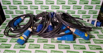 5x 32 Amp single phase extension leads - 5 meters