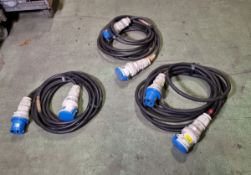 3x 63 Amp mains cables - approx. 10 metres