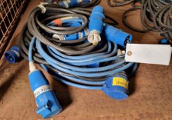 6x 16 Amp mains cables - approx. 2 metres