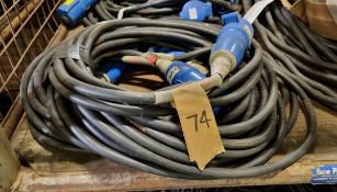 2x 20 meter 32 Amp single phase extension leads