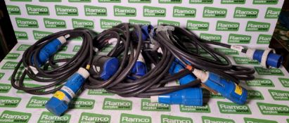 6x 32 Amp single phase extension leads - 5 meters