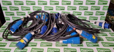 6x 2 meter 32 Amp single phase extension lead