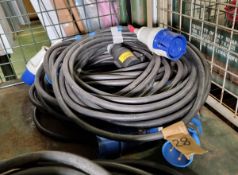 4x 10 meter 32 Amp single phase extension leads