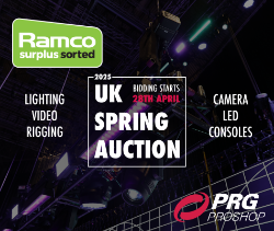 PRG Proshop auction - used equipment sale of lighting, rigging, video, LED walls, audio and camera - location Birmingham - COLLECTION ONLY