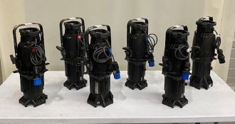 6x Source 4 single-clutch head/body c/w 2x 19 deg lens, 2x 26 deg lens, 2x 36 deg lens.