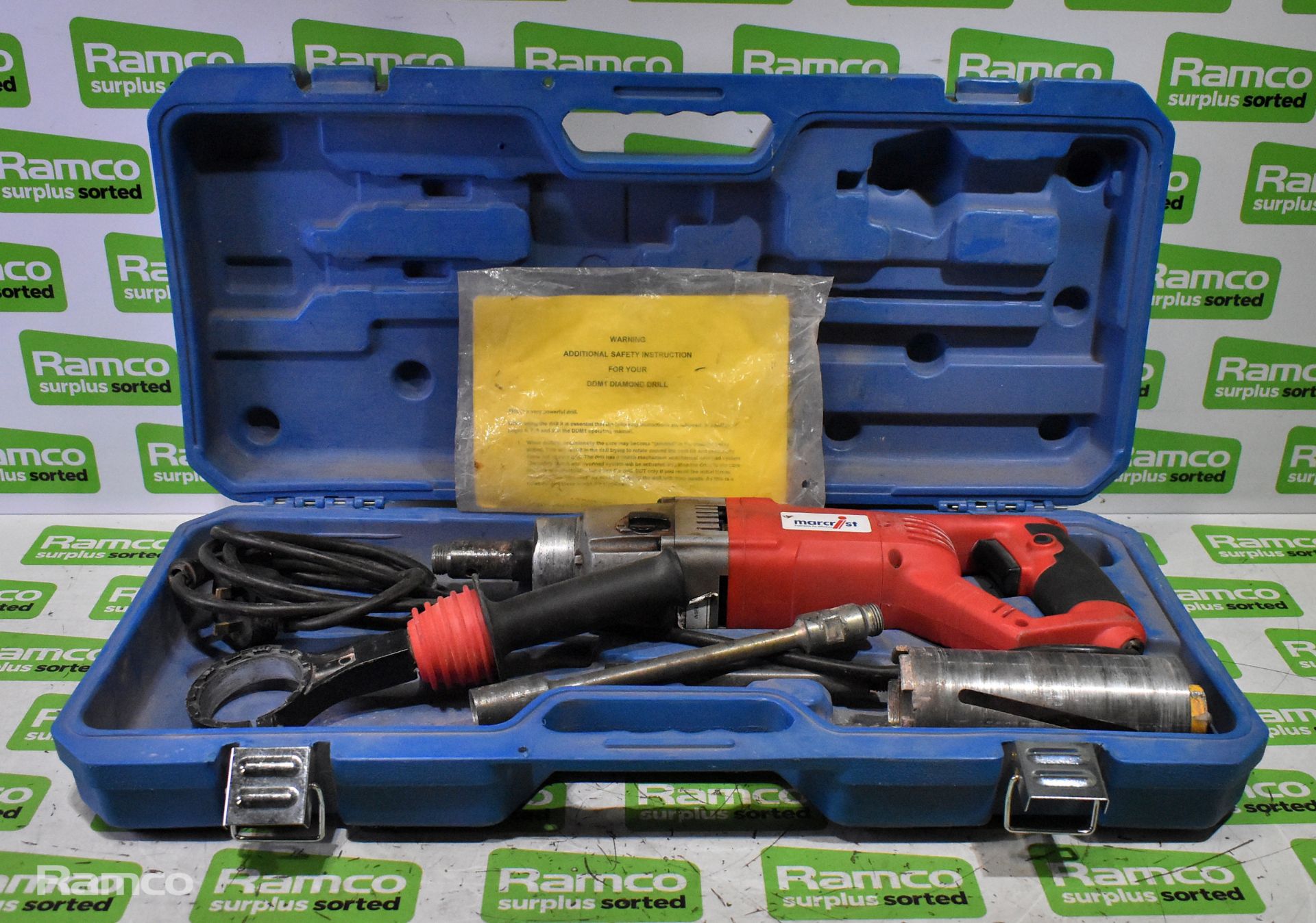 Marcrist DDM1-230 Impact diamond drill with 65mm core bit, extension bars and case