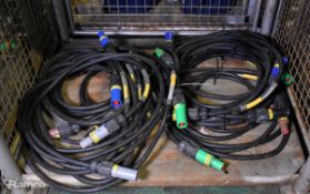 2x Sets of 5 H07RN-F 450/750V cables with Powerlock L1, L2, L3, N-Blue and E-Green connectors