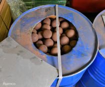 Barrel of 70mm grinding balls - approx 900kg