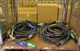 2x Set of 5 H07RN-F 450/750V cables with Powerlock L1, L2, L3, N-Blue and E-Green connectors