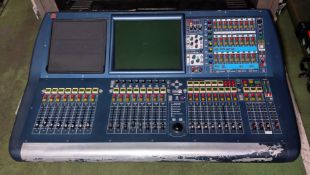 Midas Pro2 digital mixing console with slide out keyboard in wheeled flight case