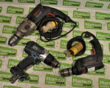 2x Bosch electric drills and 1x Makita cordless drill body - full details in description