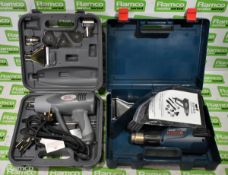 Bosch GHG 660 LCD 110V electric heat gun with case & Earlex HG2000 240v electric heat gun set
